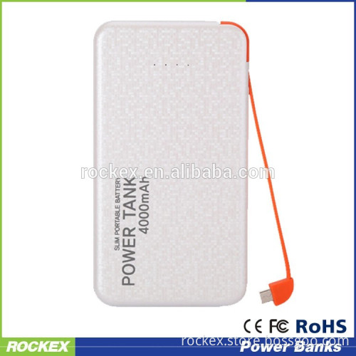 New design 8000mah Powerbank with led indicator light touch usb cable inside